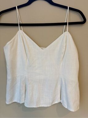Express White Linen-Texture Spaghetti Strap Camisole